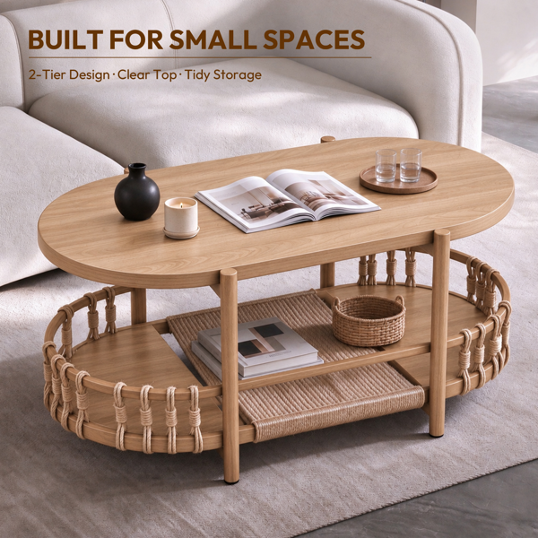 原木色 96*50*46cm 密度板贴三胺+铁 双层绳编 热转印 茶几-9