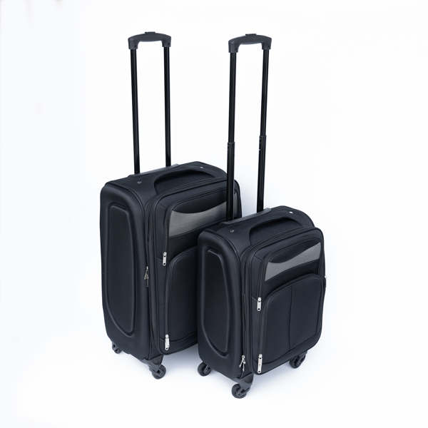 (20+24) Two-piece suitcase suitcase set Oxford trolley case without password lock universal wheel BLACK-1