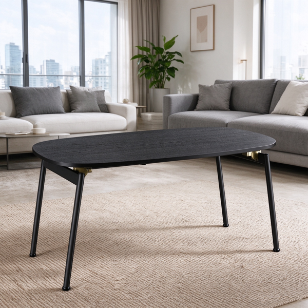 【禁售AM】 黑色 80*40*45cm 中纤板贴三胺+铁 折叠 茶几  CT0BLRES-14