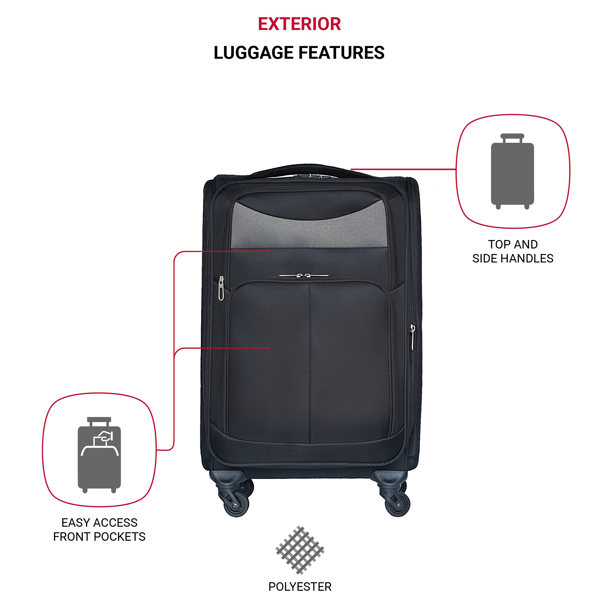 (20+24) Two-piece suitcase suitcase set Oxford trolley case without password lock universal wheel BLACK-4