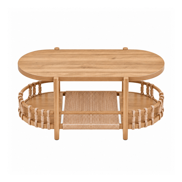 原木色 96*50*46cm 密度板贴三胺+铁 双层绳编 热转印 茶几-4