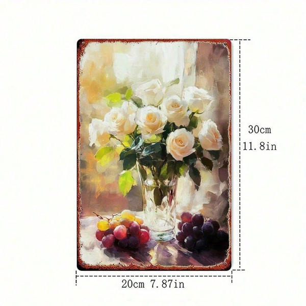 CIFbuy MISSE 8x12英寸 白玫瑰 铁质金属锡制招牌 乡村风花卉墙面装饰 装饰适用于农舍 客厅 厨房 卧室 浴室 P（TikTok, temu 自提物流）-3