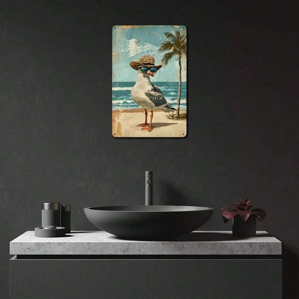 CIFbuy 复古海鸥冲浪板金属铁皮装饰画 20x30厘米 复古海岸海滩墙面艺术家居酒吧男士洞穴装饰（TikTok, temu 自提物流）-5