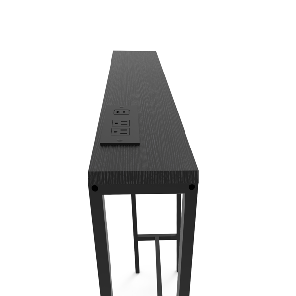 黑色 80cm长 密度板贴三胺+铁 80*20*79cm 玄关桌 带排插（美标）-3