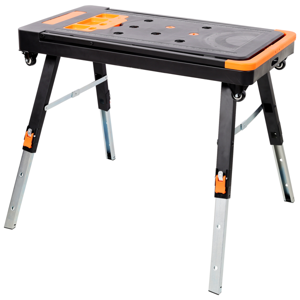 8-in-1 Multifunctional Folding Work Table with US Standard Socket, Portable Heavy Duty Workbench with Wheels for Garage Workshop Home Use-10